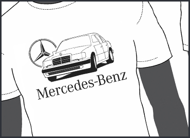 Projekt koszulki dla miłośników Mercedesa.